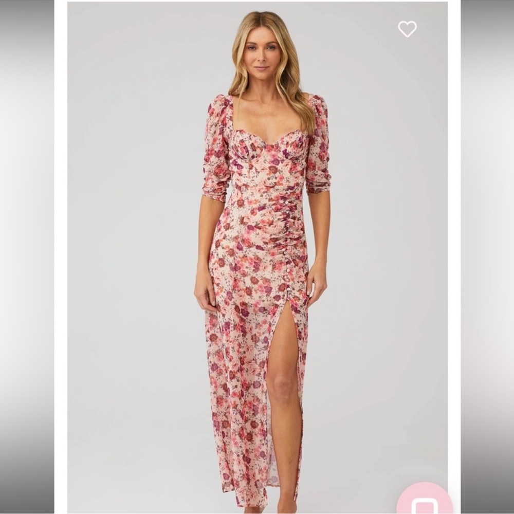 For Love And Lemons Floral Pink Maxi Dress